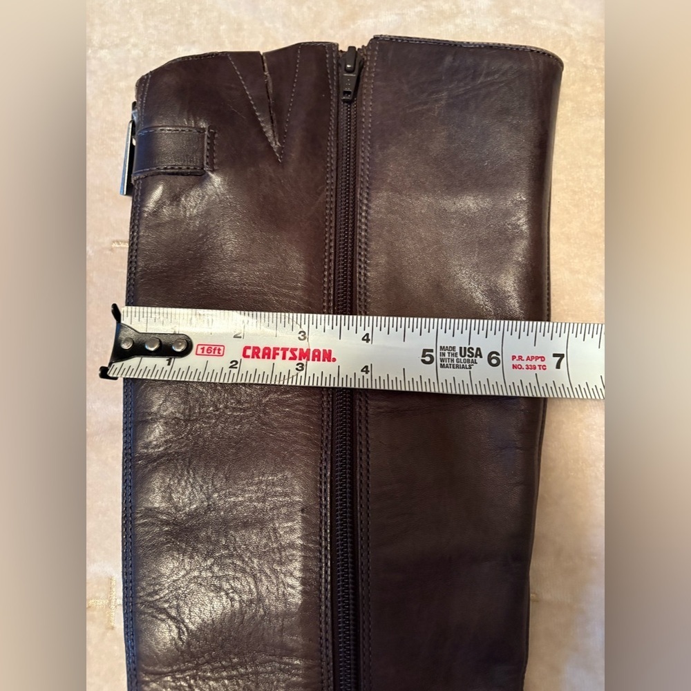 Arturo Chiang Brown Tall Leather Riding Boot AT Falcity Women’s 7 Croc Detail - Picture 10 of 12